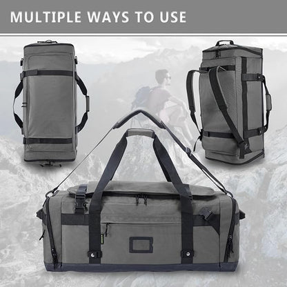 Large Duffle Bag for Travel - Men & Women, Foldable Gym Duffle Backpack, Heavy Duty Tactical Military Canvas Duffel Bags, Extra Big Carry On with Shoe Pockets, Waterproof (80L/103L)