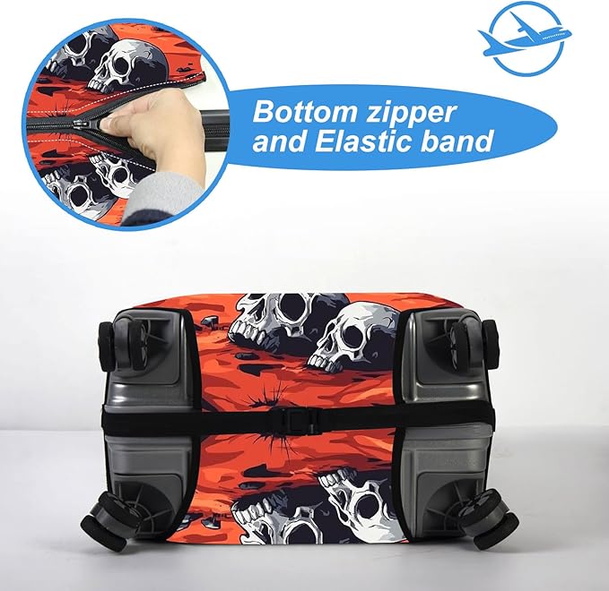 Luggage Cover Protector for 30-32 Inch Suitcases, TSA Approved Elastic Travel Suitcase Covers, Anti-Scratch Washable Luggage Sleeve for Carry On & Checked Bags, Red Desert