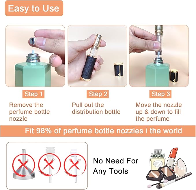 Refillable Perfume Bottle Atomizer for Travel,2Pcs 5ML Empty Perfume Spray Fine Mist,Mini Luxury Leather Refill Pump Case,for Man and Woman (2pcs Black+Red)