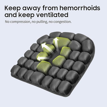 Travel Cushion for Airplane - Inflatable Seat Cushion for Long Flights, Perfect for Office Chairs, Wheelchairs, Car Seats & Outdoor Cushions Black Air-Filled 17.7x15.7 inches (Black)