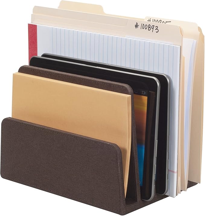 MobileVision Multi Device Stand & Organizer for Smartphones, Tablets and Laptops, Executive Dark Brown, 5 Slots