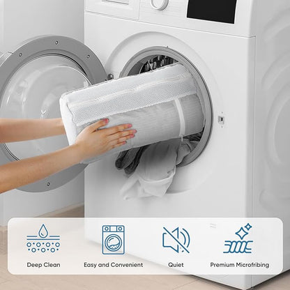 Shoe Washer Machine Bag 2Pack - Reusable Shoe Laundry Bag with Mesh Socks Washing Bag - 360°Deep Protective Cleaning Bags for Sneakers Delicate Footwear - Home Dorm Travel Essentials, Grey