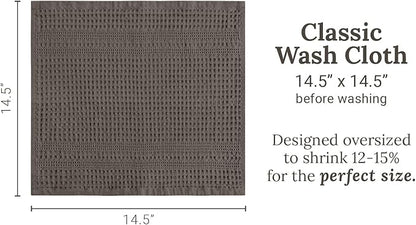 GILDEN TREE Waffle Towels Wash Cloths for Showering, Exfoliating Washcloth Face Towels, Quick Dry Towel Cotton Washcloths Set of 4, Classic Style (Stone)