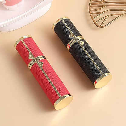 Refillable Perfume Bottle Atomizer for Travel,2Pcs 5ML Empty Perfume Spray Fine Mist,Mini Luxury Leather Refill Pump Case,for Man and Woman (2pcs Black+Red)