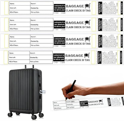 1000 Tags Luggage Tags for Suitcases | Hotels Baggage Claim Check for Bags with Transfer Tape & Serial Numbering, A Marker & Double-Sided Tape | Hotel Luggage Claim Bulk Ticket, White