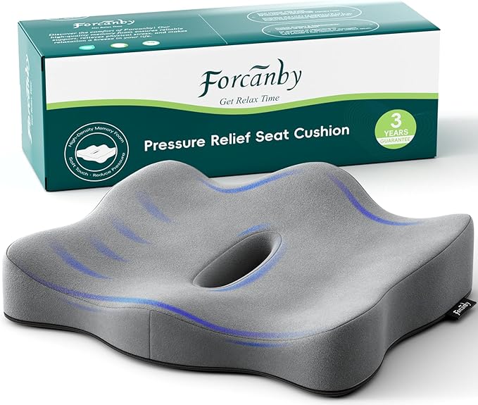 Seat Cushions for Office Chairs - Pressure Relief Seat Cushion - Car Seat Cushions for Pressure Relief, Tailbone Pain, Sciatica & Back Pain Relief for Office Chairs (Grey)