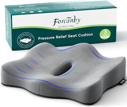 Seat Cushions for Office Chairs - Pressure Relief Seat Cushion - Car Seat Cushions for Pressure Relief, Tailbone Pain, Sciatica & Back Pain Relief for Office Chairs (Grey)