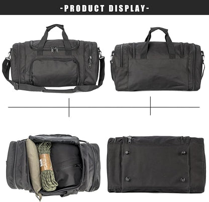 Gym Bag Duffle Bags for Men Women with Shoes Compartment Sport Weekend Travel Overnight Carry On Bag for Tactical Military Travel Work Out Bags (Black)