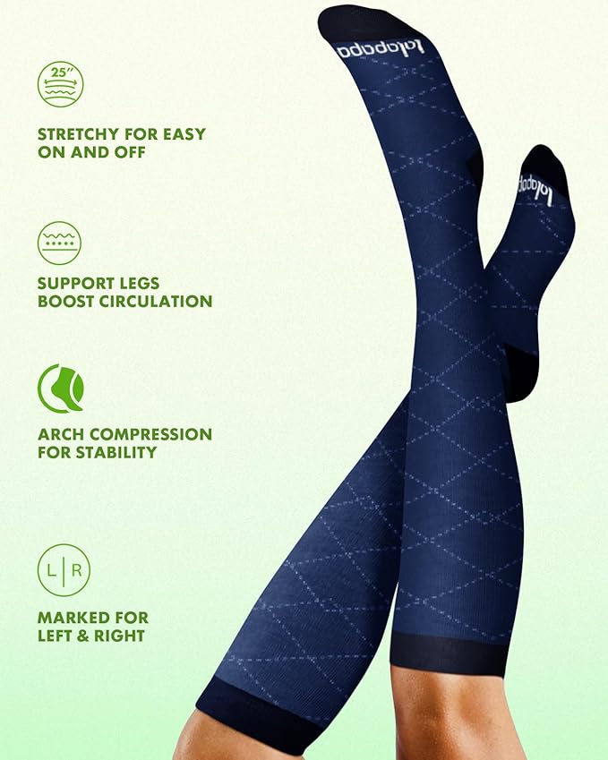 Bamboo Viscose Compression Socks for Women Men 2 Pairs 15-20mmHg Knee High Compression Socks Travel Nurse