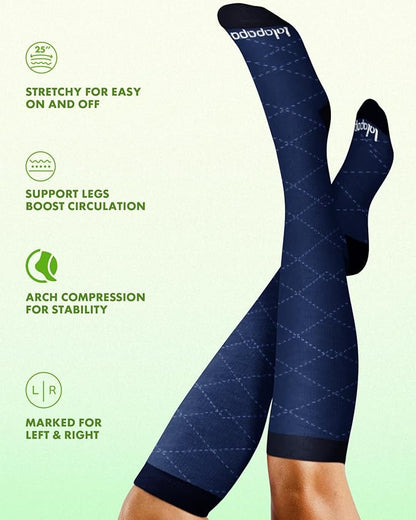 Bamboo Viscose Compression Socks for Women Men 2 Pairs 15-20mmHg Knee High Compression Socks Travel Nurse