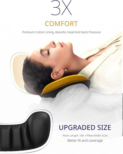 Travel Pillow, Airplane Neck Pillow for Long Flight, Oversized Head Strap with 3D Eye Mask for Sleep, 360°Support Headrest, Stop Bobblehead, Ultimate Travel Essentials for Men Women Black