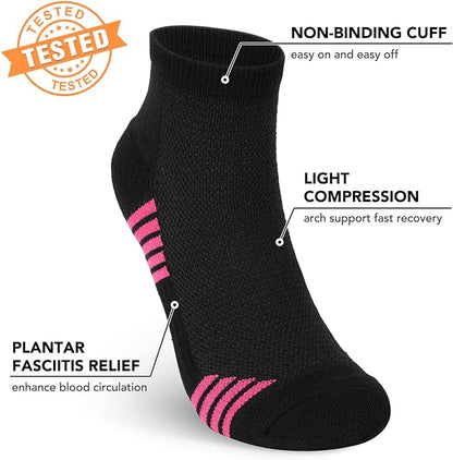 5 Pairs Copper Compression Socks for Women & Men - Ankle Plantar Fasciitis Arch Support Running Socks for Athletic