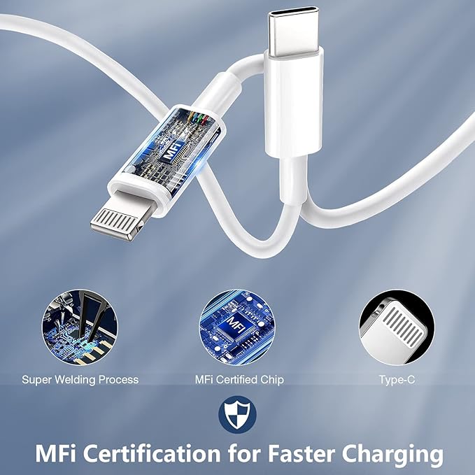 iPhone 13 14 Charger Cable,[Apple MFi Certified]2Pack iPhone Fast Charger 20W Type C Wall Charger Travel Plug Adapter USB C to Lightning Cable for iPhone 14/13 Pro Max/13 Mini/12/12 Pro Max/11 Pro Max