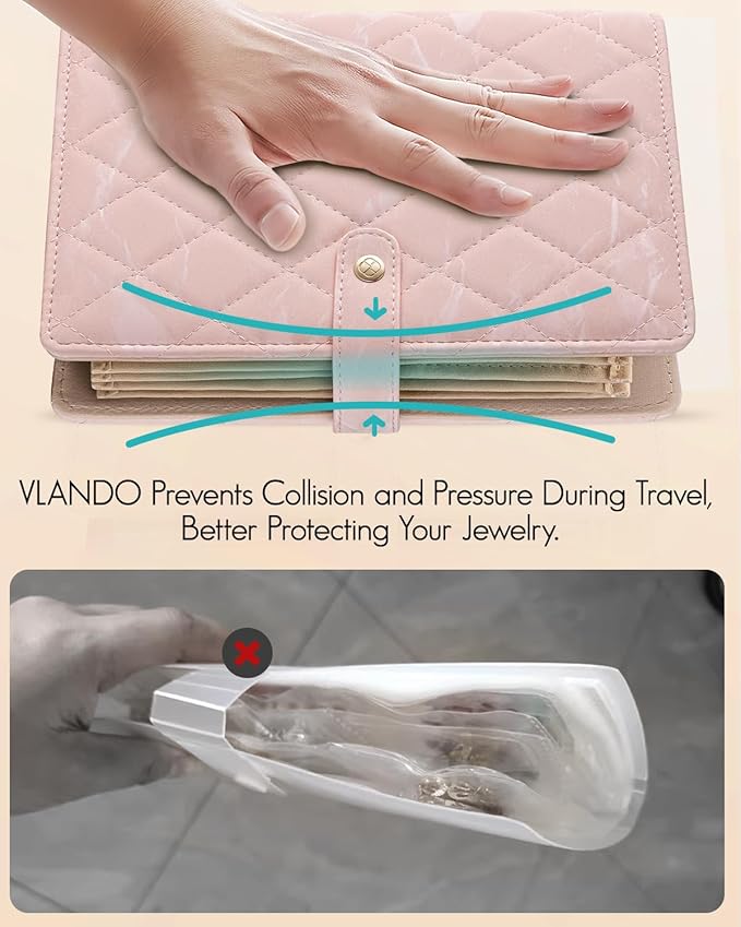 Vlando Jewelry Box for Girls Women,Travel Jewelry Case Organizer,Display Portability Jewelry Storage Bag for Gem Diamond Necklaces Rings Earrings Bracelets Punk