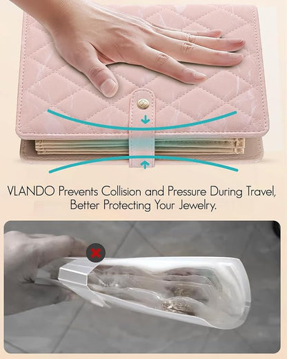 Vlando Jewelry Box for Girls Women,Travel Jewelry Case Organizer,Display Portability Jewelry Storage Bag for Gem Diamond Necklaces Rings Earrings Bracelets Punk