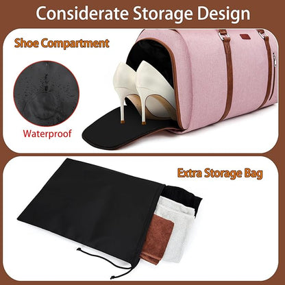 Convertible 2-in-1 Garment Bags for Travel, Carry On Garment Duffle Bag With Shoe Compartment Large Weekender Bag for Women Men Hanging Suitcase Suit Travel Duffel Overnight Bags 4pcs Set