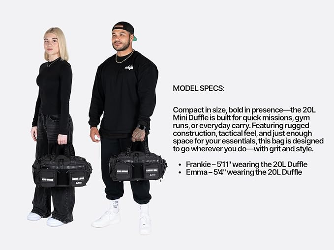 WOLFpak 20L Mini Duffle Bag for Gym & Travel | Waterproof Carry-On Weekender Bag with Shoe Compartment, Hard Bottom, and Tactical Molle System (Ice)