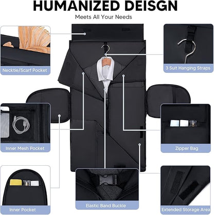 Garment Bag for Airplane Travel, Carry On Garment Duffle Bags for Women, 2 in 1 Travel Suit Bag with Shoes Compartment Carry on Bag Hanging Garment Bag Travel with Shoulder Strap,Purple