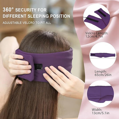 LC-dolida Sleep Mask with Bluetooth Headphones, Ice Silk Sleep Headphones with Bluetooth 5.4, Total Blackout Eye Mask for Sleeping, Sleep Soft Mask for Women Men, All Night Sleep, Travel(Purple)