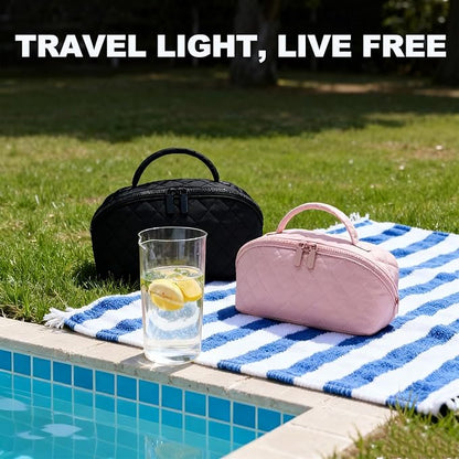 Makeup Bag,Quilted Puffer Cosmetic Bags,Travel Toiletry Bag for Women,Large Capacity Waterproof Make up Bag Set