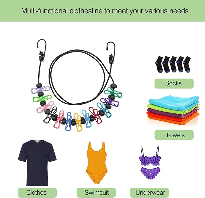 Retractable Magnetic Clothes Line for Cruise Ships with Magnetic Hooks,Portable Ship Approved Clothesline for Rv Cruise Ship Essentials 2025&2026 (Multi-Colored, 1)