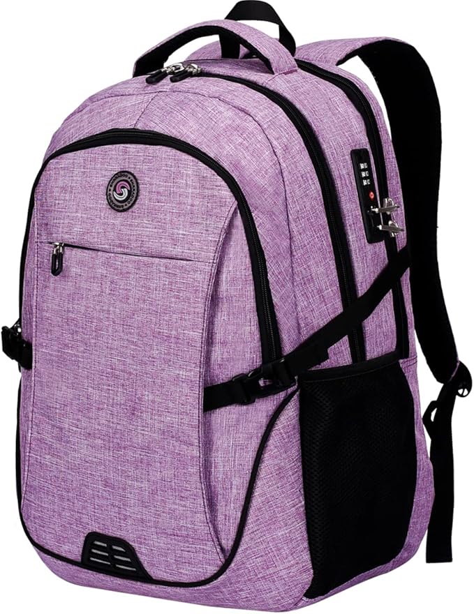 SHRRADOO Anti Theft Laptop Backpack Travel Backpacks with usb Charging Port for Women Men High School College Backpack Computer Bag Fits 17 Inch Laptop,Purple