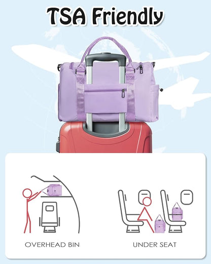 Gifts Teen Girl Gift, Initial Travel Duffle Bag, Duffel Bags, Personalized Weekender bags, Lilac purple-Q