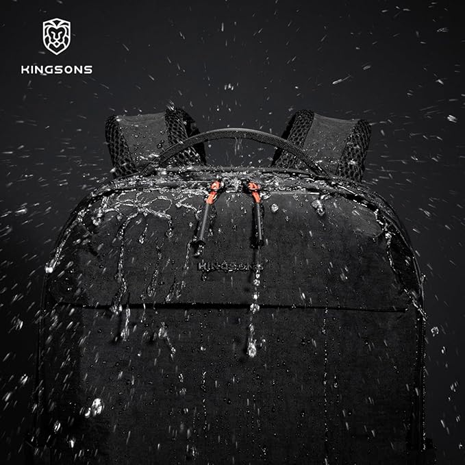 Kingsons Urban Lightweight Waterproof Backpack-15.6" Laptop Compartment, Quick Access,Ergonomic,22.5L (Commuting/Travel/College/Daily Carry) (Gifts For Men & Women) (KS25055-Black-US-1)