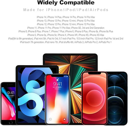 UYOUNG iPhone Charger Cable 3Pack 6FT [Apple MFi Certified] USB to Lightning Cable Nylon Braided Heavy Duty Fast Charging Cord Compatible with iPhone 14/13/12/11/SE/X/XS/XR/8/7/6/6S/iPad - Red