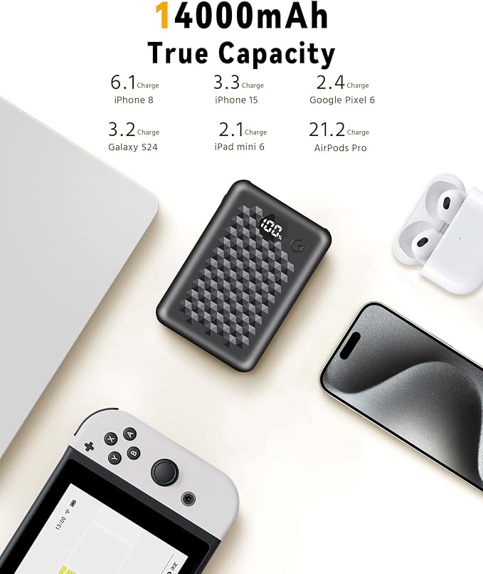 Wulcea DC Output 7.4V 14000mAh USB Output 5V2A Battery Pack Long Lasting Big Capacity for Heated Apparel Women Men Vest Lady Jacket Coat Pant Camping Chair Power Bank Replacement USB Portable Charger