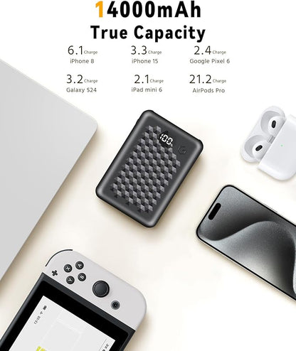 Wulcea DC Output 7.4V 14000mAh USB Output 5V2A Battery Pack Long Lasting Big Capacity for Heated Apparel Women Men Vest Lady Jacket Coat Pant Camping Chair Power Bank Replacement USB Portable Charger