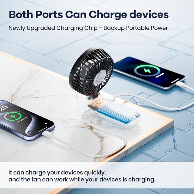 HandFan 5200mAh Upgraded Handheld Fan, 5 Speeds Strong Airflow Hand Fan [27 Working Hours], 180° Foldable Compact Design Personal Fan Handheld with Lanyard for Travel/Disney/Concerts/Women(Black)