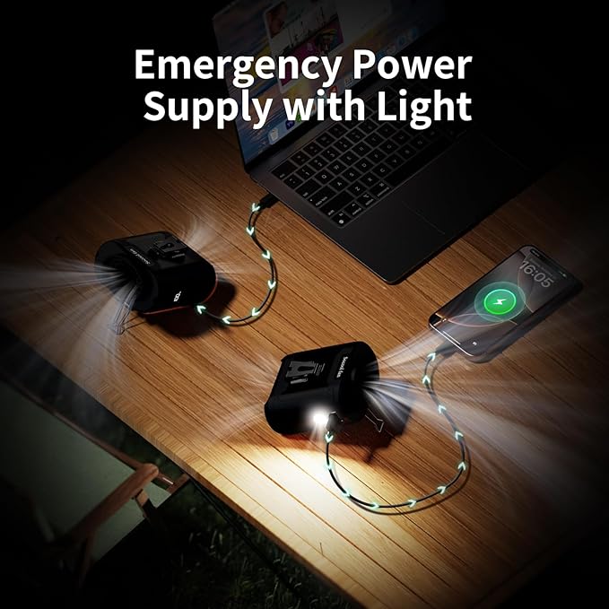 Socool 10000mAh Portable Waist Fan Clip on Wearable Belt Personal Fan Rechargeable Battery operated With 5 Speeds & Flashlight Neck Hands-Free 40H Cooling For Outdoor Camping Travel (Black)