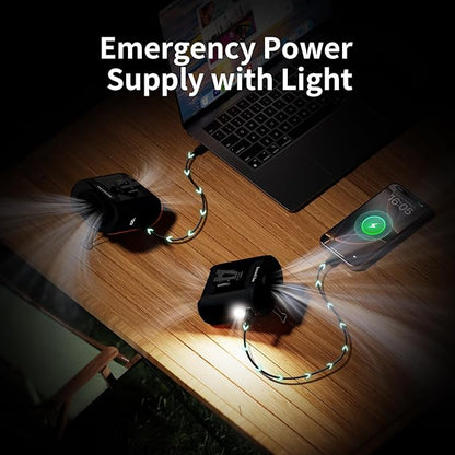 Socool 10000mAh Portable Waist Fan Clip on Wearable Belt Personal Fan Rechargeable Battery operated With 5 Speeds & Flashlight Neck Hands-Free 40H Cooling For Outdoor Camping Travel (Black)