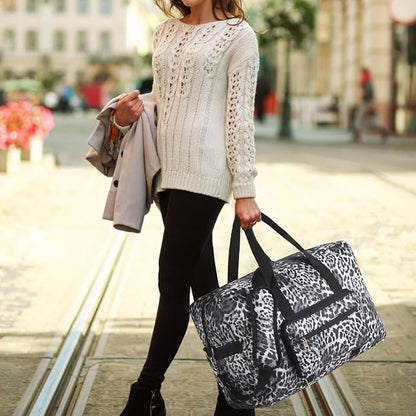 F.FETIVIN Travel Foldable Waterproof Duffel Bag - Lightweight Carry on Luggage Tote Duffel Bag(Leopard Print)