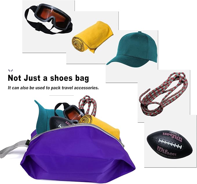 BeeGreen 200D Colorful Shoe Bags 6 Pack for Travel with Handle as Packing Organizers for Suitcase and Luggage | Portable Polyester Storage Accessories for Vacations, Essential Gifts for Women and Men