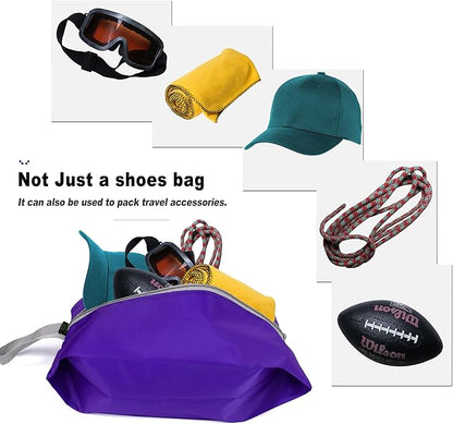 BeeGreen 200D Colorful Shoe Bags 6 Pack for Travel with Handle as Packing Organizers for Suitcase and Luggage | Portable Polyester Storage Accessories for Vacations, Essential Gifts for Women and Men