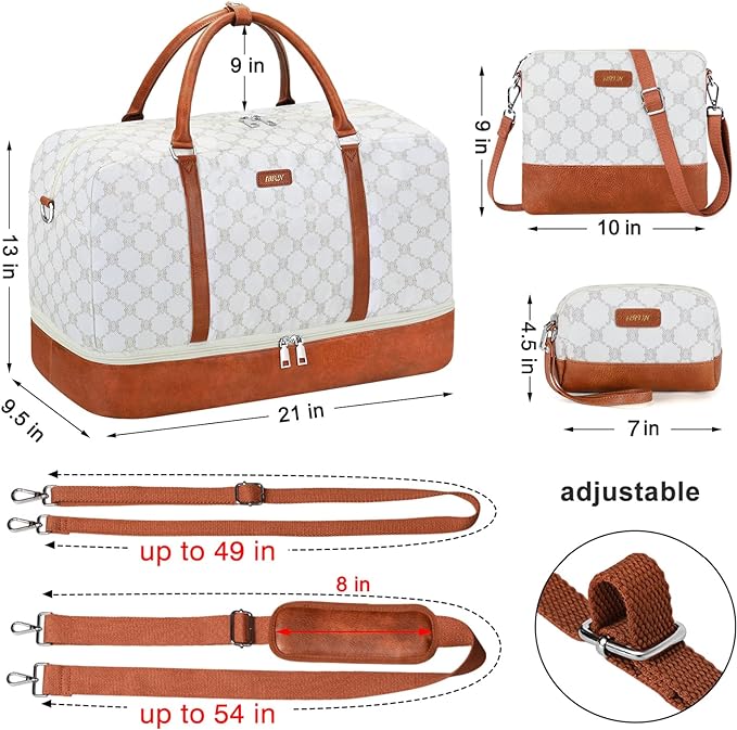 IBFUN Weekender Bags for Women, 21" Weekender Travel Bag, Travel Duffle Bag with Shoe Compartment Carry on Overnight Duffel Bag for Weekend Travel Business Trip, 3PCS