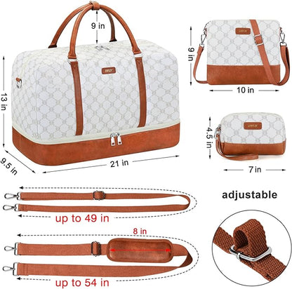 IBFUN Weekender Bags for Women, 21" Weekender Travel Bag, Travel Duffle Bag with Shoe Compartment Carry on Overnight Duffel Bag for Weekend Travel Business Trip, 3PCS