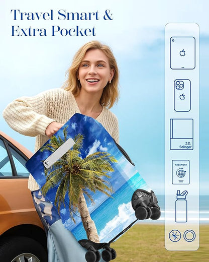 Slohif Luggage Cover for Suitcase Tsa Approved Protector - Luggage Sleeve Large Suit Case Cover Travel Stretch Baggage Case Protective Washable Fit 24-27 Inch Hawaii M