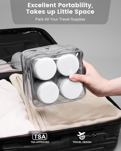 Travel Bottles for Toiletries 8 Pack, Travel Size Toiletries, Tsa Approved Travel Size Containers 3oz, with Travel Essentials Clear Bag, Leak Proof Silicone Squeezable Creams Jars