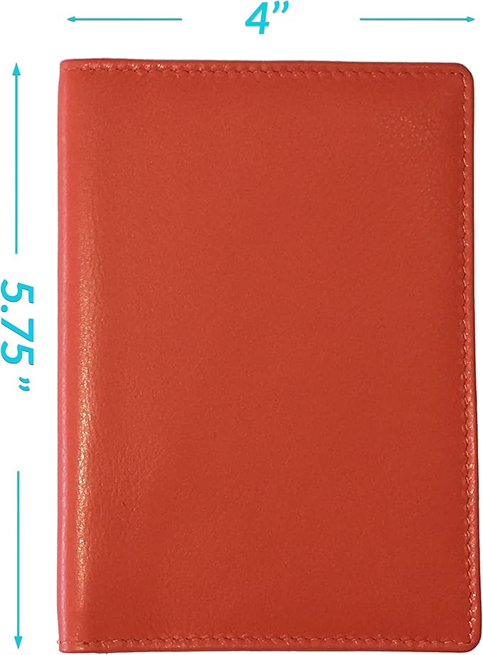 Personalized Monogrammed Orange Leather RFID Passport Wallet