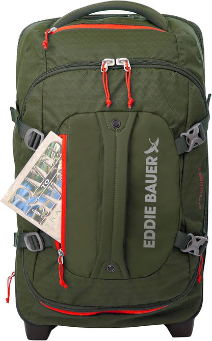 Eddie Bauer Expedition Rolling Duffel Bag with Wheels | Travel | Carry-On | Luggage | Rugged | Durable - Dark Thyme, 22"