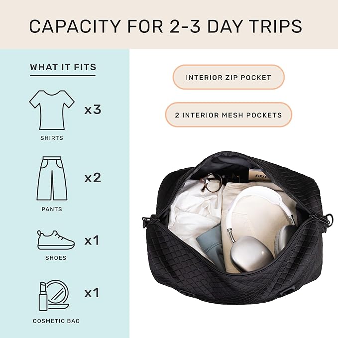 Jadyn Lola Travel Bag, Weekender/Overnight Duffel, Gym Tote Bag for Women, Men