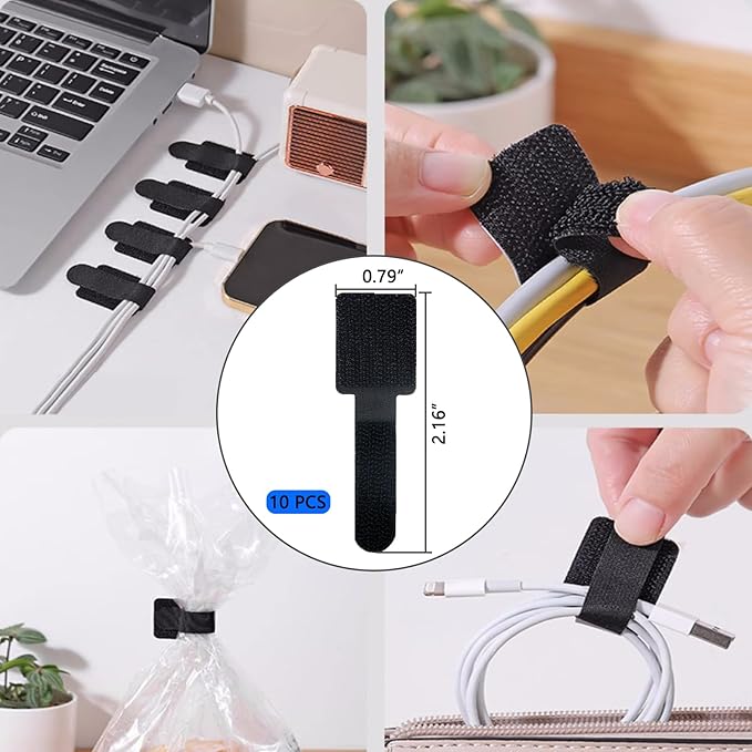 ELII 300PCS Cable Management Kit,4 Cable Sleeve 35 Cable Clips with 11Cord Holders,20 Roll Cable Organizer Straps and 200 Fastening Cable Ties,20 Cable Zip Tie Mounts for Computer TV Under Desk