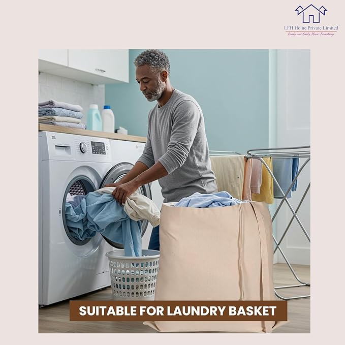 LFH Home Cotton Canvas Large Laundry Bag with Handle, Heavy Duty Drawstring Closure Washable Laundry Bags School Travel, Home, Hotel, College Dorm, Organizer Sack, Toys 20x30-Natural, Thanks Giving