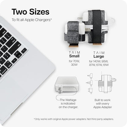 TAIM - Premium Charging Cable Organizer Case | Compact Travel Cord Management Accessories for Apple MacBook Pro, MacBook Air, & Vision Pro | Works with Apple USB-C & MagSafe Chargers | Size: Small