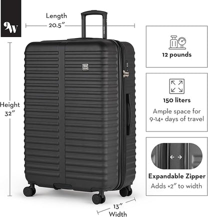 Nine West Suvi 32 Inch Expandable Luggage for Extended Trips & Cruises, Large Hardshell Suitcase with 360° Spinner Wheels, Lightweight Rolling Travel Case Midnight Black