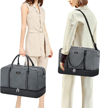 IBFUN Weekender Bags for Women, 21" Weekender Travel Bag, Travel Duffle Bag with Shoe Compartment Carry on Overnight Duffel Bag for Weekend Travel Business Trip, 3PCS