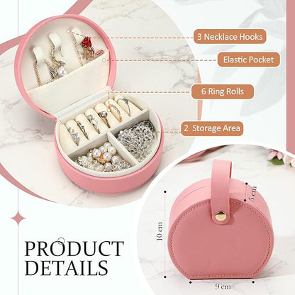 Weysat 12 Pack Travel Jewelry Case Bulk Mini Leather Bridesmaid Jewelry Gift Box Small Earring Storage Organizer (Dark Pink)